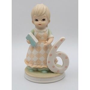 Lefton Christopher Collection Birthday Girl Blonde Age 6 Figurine 1982 HandPaint